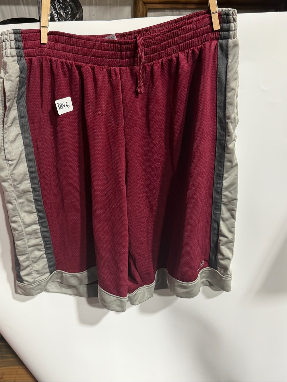 #3896-C9 by Champion Maroon Athletic Shorts with Gray Accents